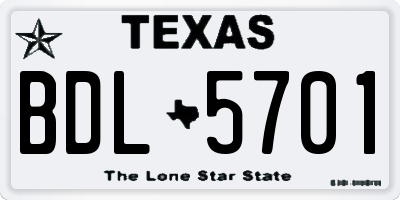 TX license plate BDL5701