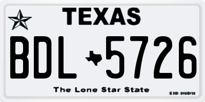 TX license plate BDL5726