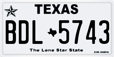 TX license plate BDL5743