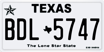 TX license plate BDL5747