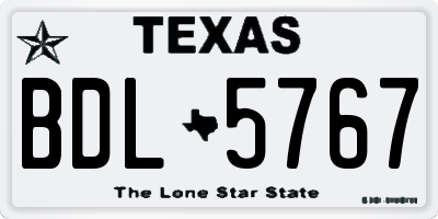 TX license plate BDL5767