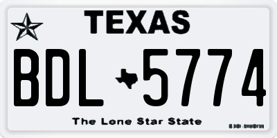 TX license plate BDL5774