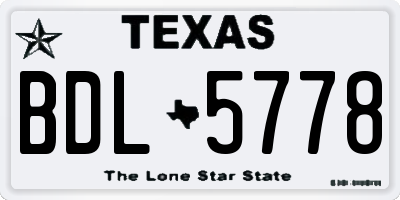 TX license plate BDL5778