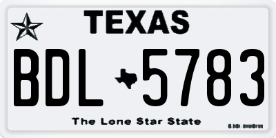 TX license plate BDL5783