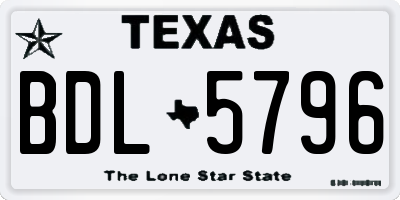 TX license plate BDL5796