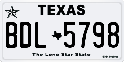 TX license plate BDL5798