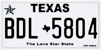 TX license plate BDL5804