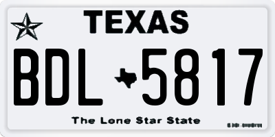 TX license plate BDL5817