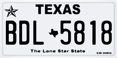 TX license plate BDL5818