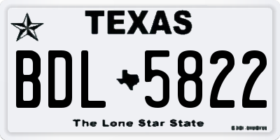 TX license plate BDL5822