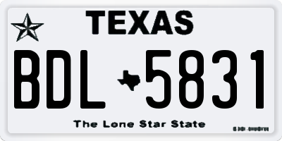 TX license plate BDL5831