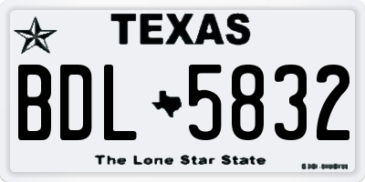 TX license plate BDL5832