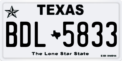 TX license plate BDL5833