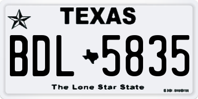 TX license plate BDL5835