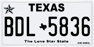 TX license plate BDL5836