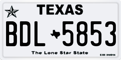 TX license plate BDL5853