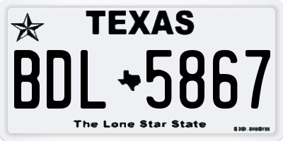 TX license plate BDL5867