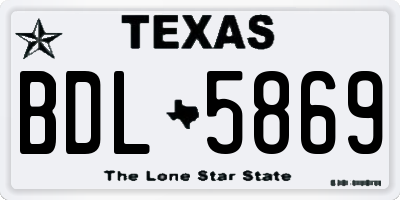 TX license plate BDL5869