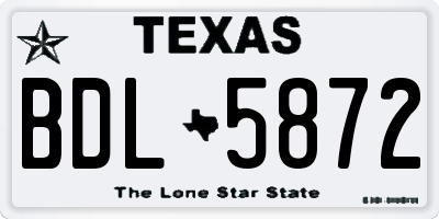 TX license plate BDL5872