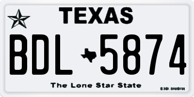 TX license plate BDL5874