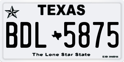 TX license plate BDL5875