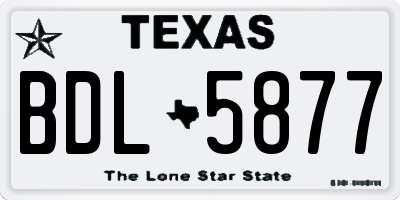 TX license plate BDL5877