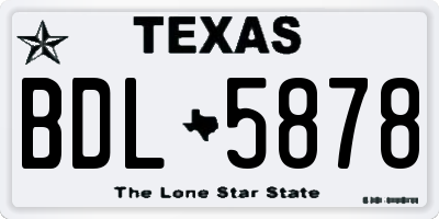 TX license plate BDL5878