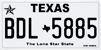 TX license plate BDL5885
