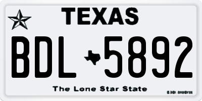 TX license plate BDL5892