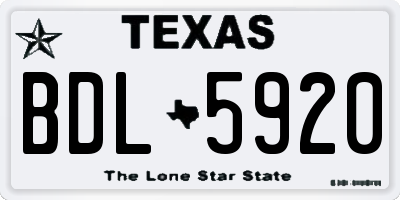 TX license plate BDL5920