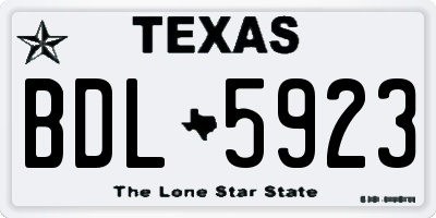 TX license plate BDL5923