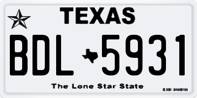 TX license plate BDL5931