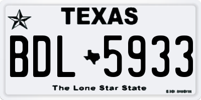 TX license plate BDL5933