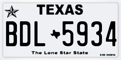 TX license plate BDL5934