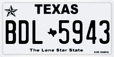 TX license plate BDL5943