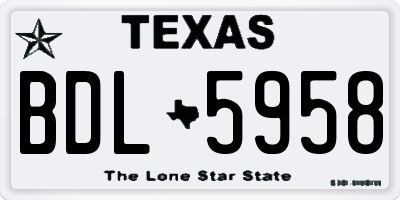 TX license plate BDL5958