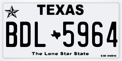 TX license plate BDL5964