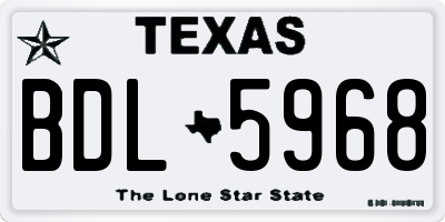 TX license plate BDL5968