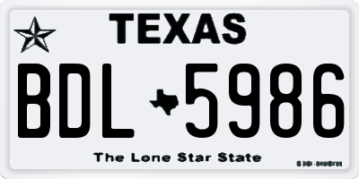 TX license plate BDL5986