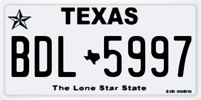 TX license plate BDL5997