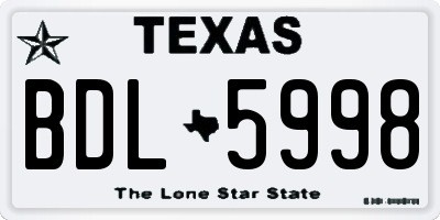 TX license plate BDL5998