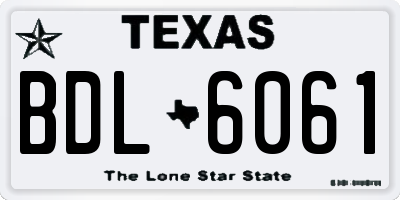 TX license plate BDL6061