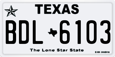 TX license plate BDL6103