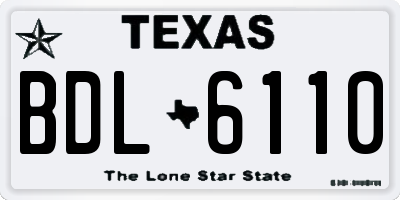 TX license plate BDL6110