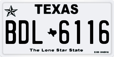 TX license plate BDL6116