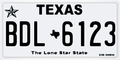 TX license plate BDL6123