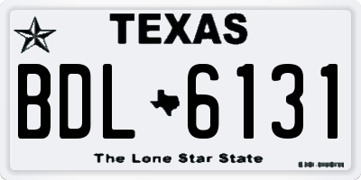 TX license plate BDL6131