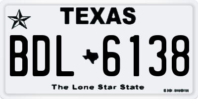 TX license plate BDL6138