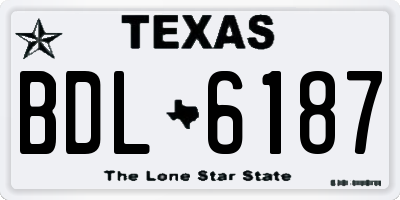 TX license plate BDL6187