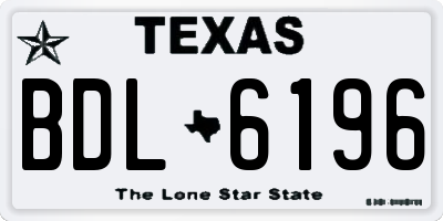 TX license plate BDL6196